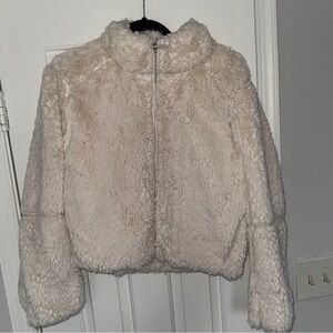 Vintage patagonia faux fur zip up jacket size small - ivory/cream